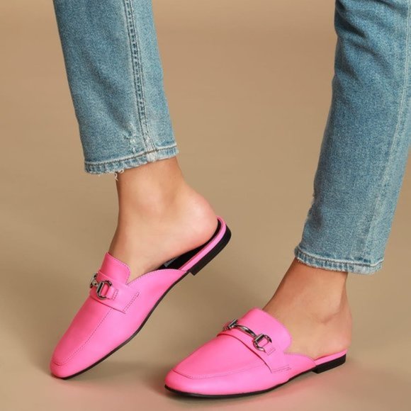 Steve Madden Shoes - Steve Madden Kite Neon Pink Loafer Slides